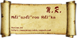 Mészáros Réka névjegykártya